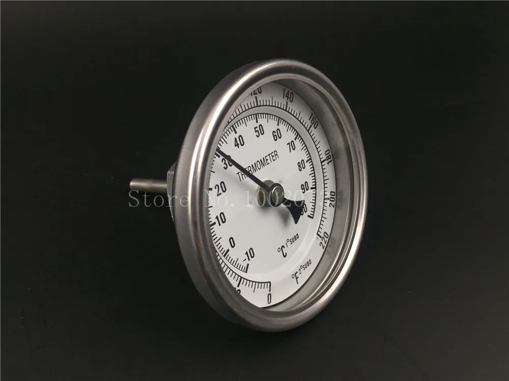 Weldless Bi-metal Thermometer Kit, 3Face & 2Probe, 12MNPT, 0~220F degree, Beer Brewing Thermometer, Homebrew Kettle (8)