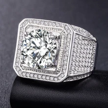 Серебряное микро-кольцо, стразы, льдом, большое, квадратное, для мужчин, хип-хоп, панк стиль, свадебные ювелирные изделия, Anel Bijoux L5K458