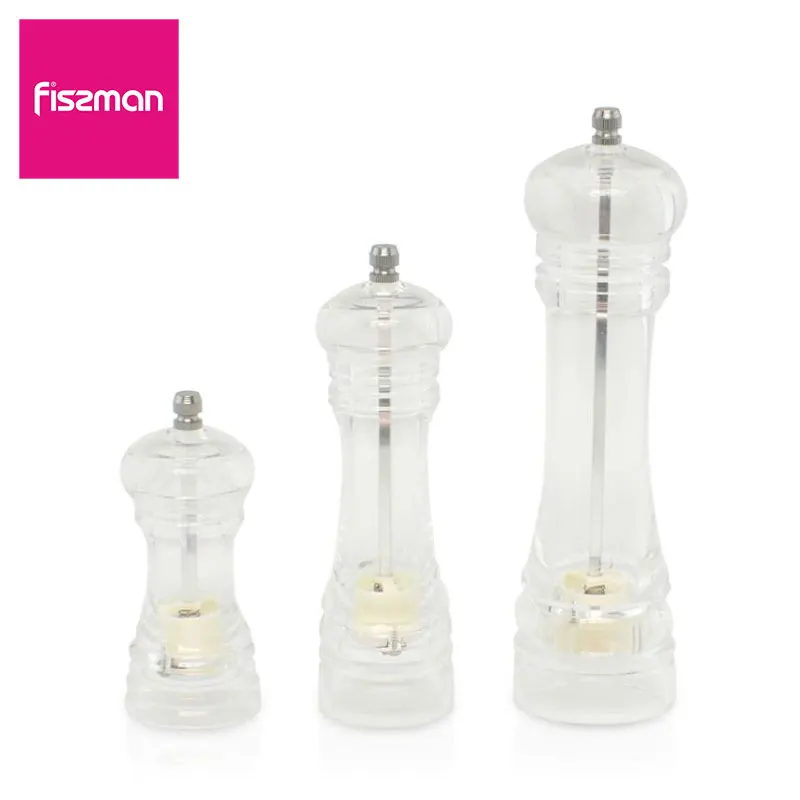 

Fissman Pepper Mills Transparent Acrylic Salt Mill with Strong Adjustable Ceramic Grinder