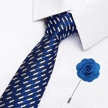 

High Quality Flower Pattern Necktie Luxury Wedding Accessories Tie Pin Set New 42 Styles Paisley Stripes Business Ties for Men