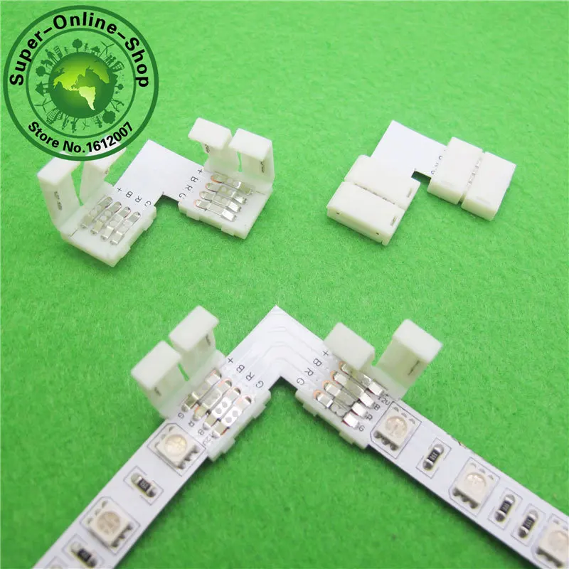 20pcs 4 Pin Led Connector L Shape Quick Splitter 4 Plug Connectors for