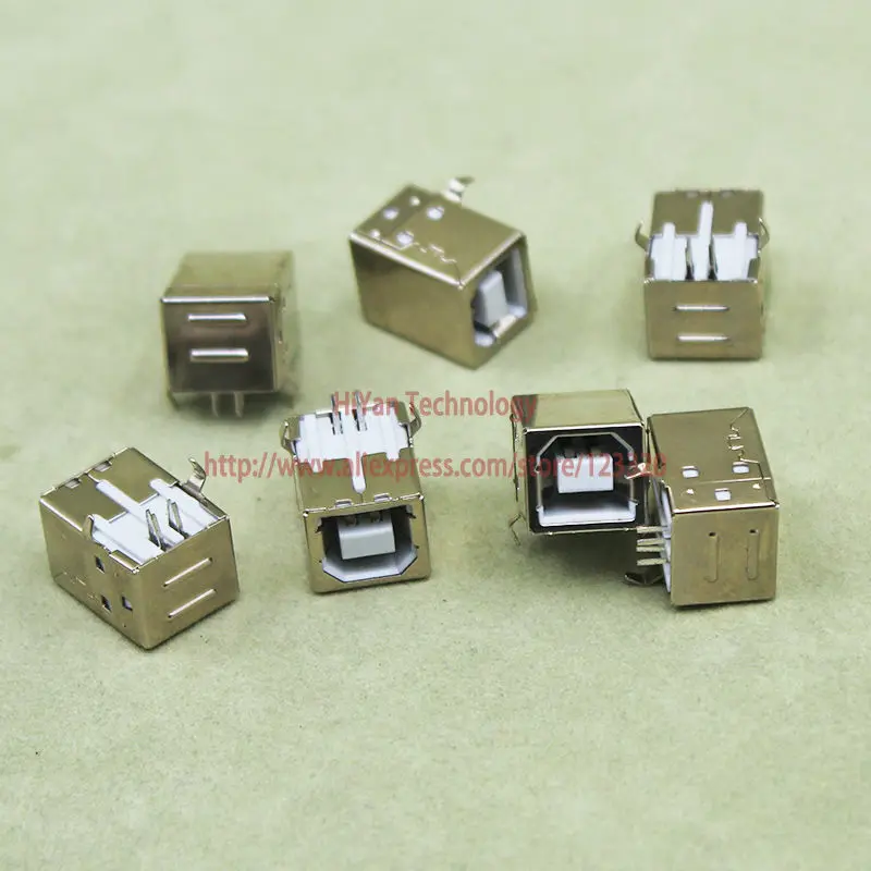 

20pcs/lot USB-B Female USB Connector Square Head USB 90 Degree Type DIP