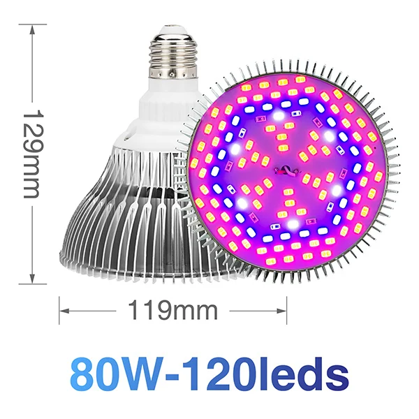 Светодиодный светильник для выращивания, полный спектр, Точечный светильник для роста 80 Вт 50 Вт 30 Вт 10 Вт 5 Вт AC85-265V светодиодный светильник для посадки - Испускаемый цвет: 80W 120leds