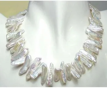 

Necklace White pearl Elongated Baroque Pearl Necklace Natural Freshwater Pearl