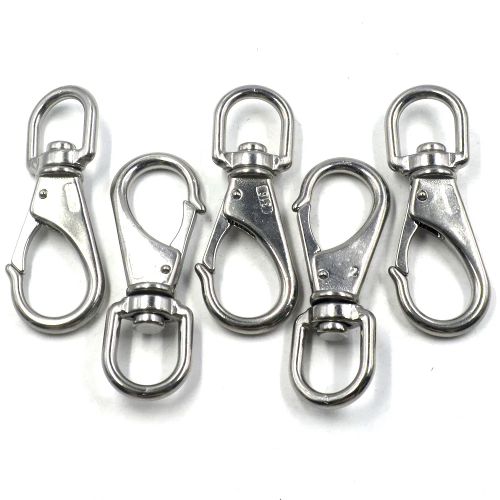 

5 Pieces Marine Boat Swivel Eye Spring Snap Hook Size 2# M6 304 Stainless Steel Silver