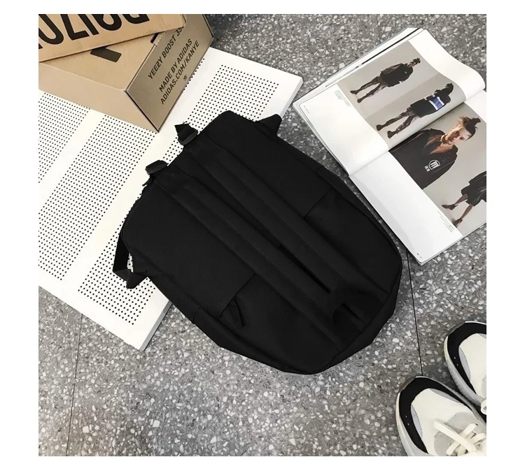 Solid Black Backpack Preppy Style Letters School Bag for Teenage Girls Brand High Quality Nylon Leisure Or Travel Bags Package