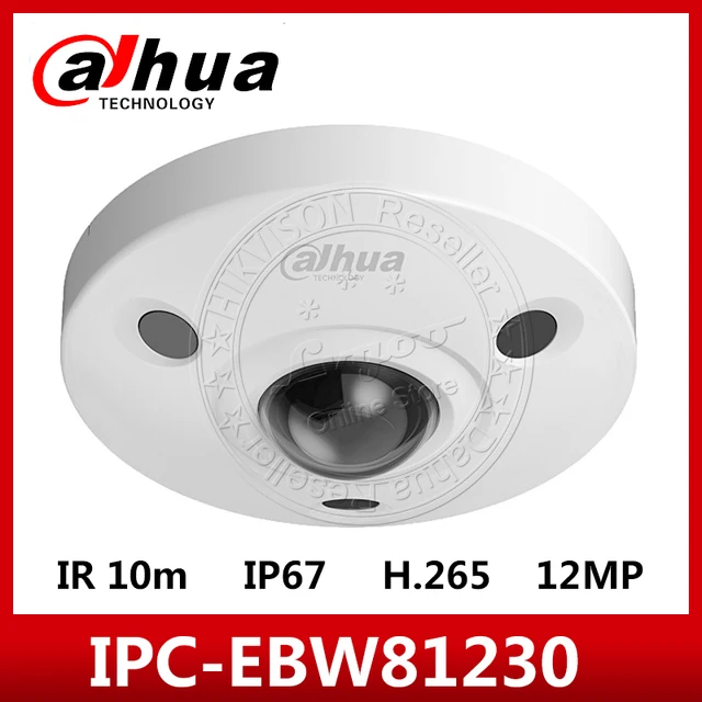 $US $361.43  Dahua IPC-EBW81230 12MP Ultra Panoramic POE IP67 1K10 SD IR 10M Network IR Fisheye Camera With logo