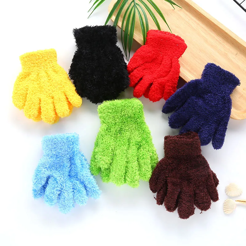 Плюшевые перчатки детские подарки детский сад Зимние удобные мягкие разноцветные