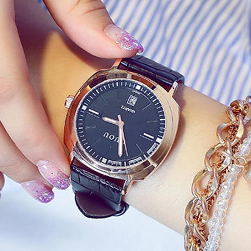 

GUOU Fashion Auto Date Wrist watch Leather Strap Luxury Women's Watches Ladies Watch Clock saat relogio feminino bayan kol saati