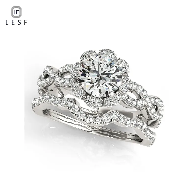 

LESF Wedding Accessories 925 Sterling Silver Ring Elegant Engagement Zirconia Rings For Women Wedding Gift Ideas Ring Sets