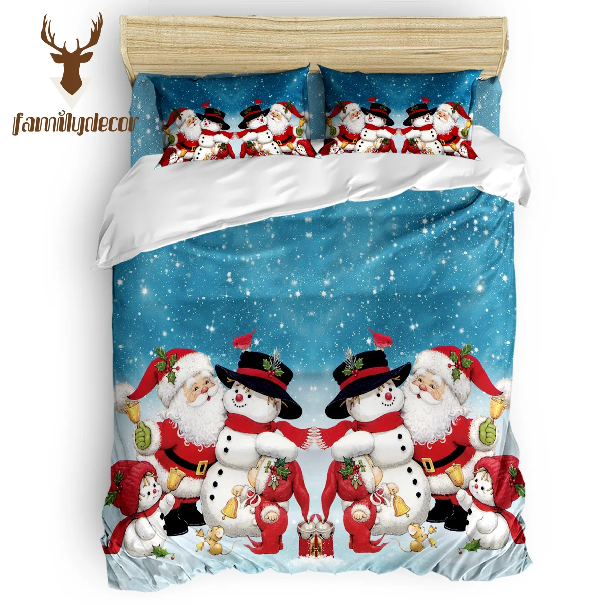 

Family Decor Merry Christams Tree And Santa 4 Pcs Comforter Cover Set 3 Piece Bedding Sets April Fool's Day Comforter Sets Memor
