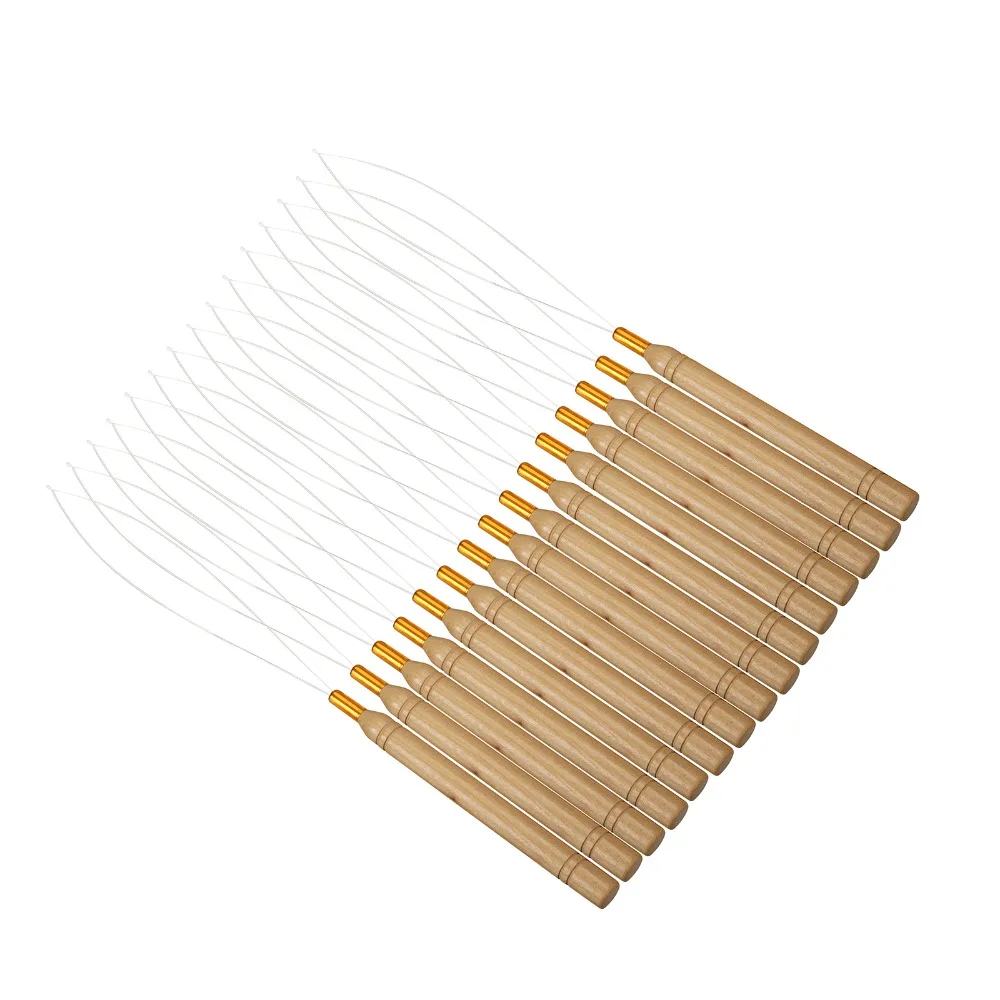 

Anmas Rucci 15Pieces Micro Ring Hair Extension Wooden Loop Needle Threader Thread Feather Hook Tool