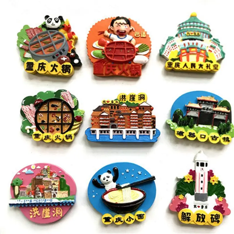 Hand painted Of Chongqing Attractions 3D Fridge China Tourism