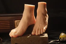New size 42 silicone real skin fake male feet sex doll for women with skeleton model drop shipping