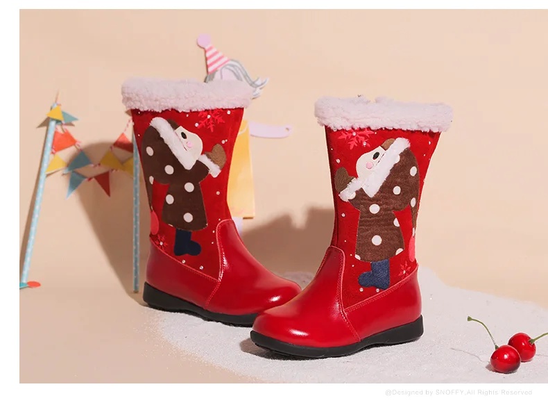 

Girls Boots Genuine Leather Shoes High-leg Boots Winter Warm Princess Shoes Girls Snow Boots Fashion Santa Boots Christmas Gift