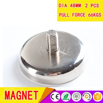 

Mounting magnet with a screw thread,that is made by neodymium magnet,strong pulling force is 65 KGS the dia is 48mm and 2PCS/lot
