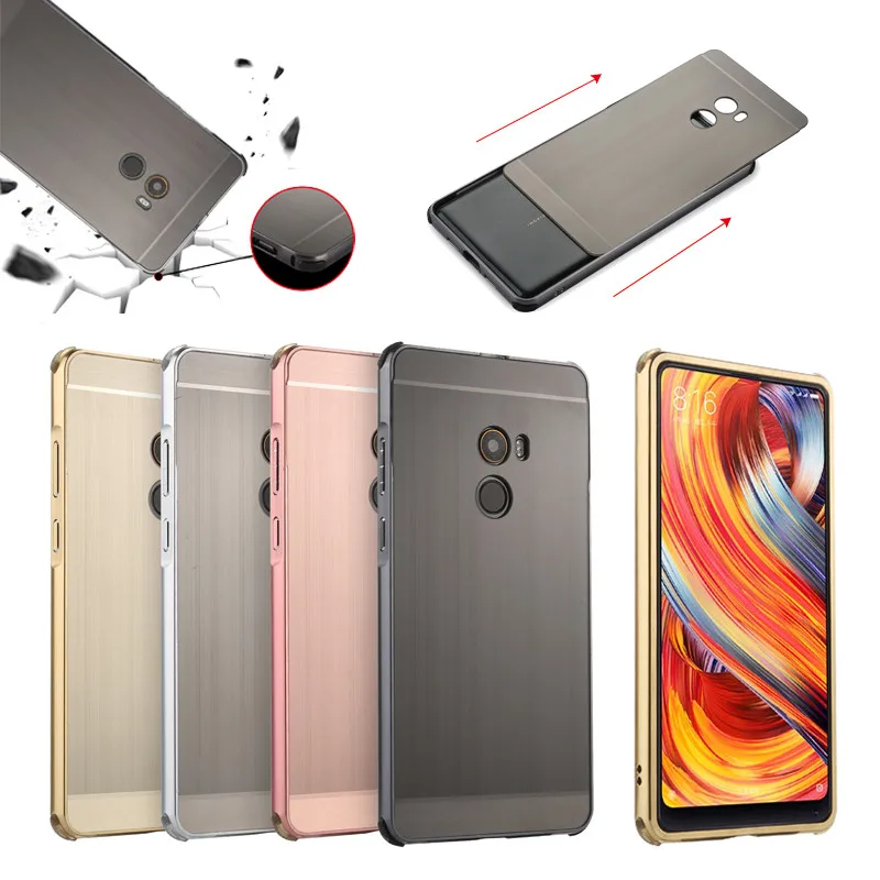 

Xiaomi Mi Mix2 Mix 2 Case Plating Metal Frame with Brushed Back Cover Hard Case for Xiaomi Mi Mix2 Mix 2 Cover Protector