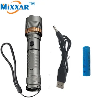

zk30 Dropshipping Self Defense T6 LED Rechargeable flashlights Torch Powerful Lantern Tactical USB charger+ 18650 Battery