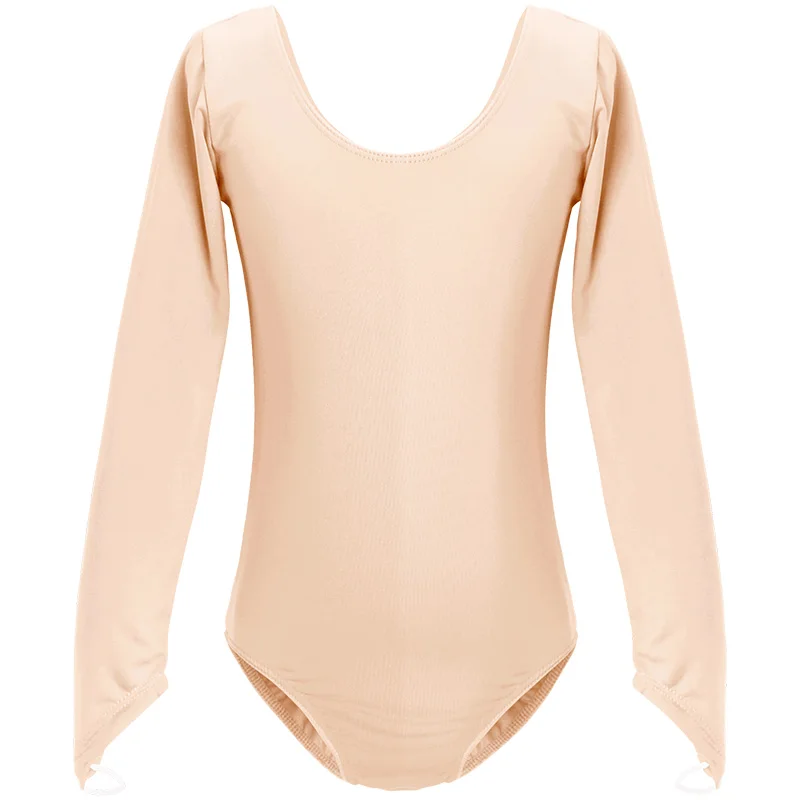 Children Long Sleeve Nude Leotard Kids Gymnastics /Ballet Dance Leotard Girls Flesh Underwear Skin High Elastic Bodysuit