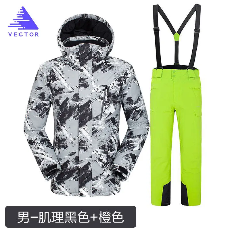 Winter Ski Suit Men Snow Skiing Male Clothes Set Outdoor Thermal Waterproof Windproof Snowboard Jackets and Pants New - Цвет: Men 05