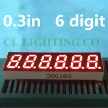 Красный 0,3 дюймов 6 цифр 7 сегментный цифровой светильник светодиодный цифровой дисплей, общий катод 0," 0.3in цифра трубка