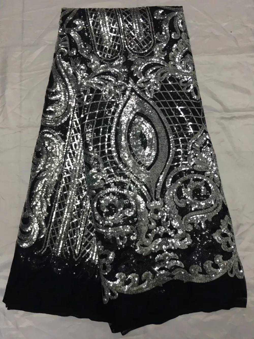 

Top Quality African tulle Lace Fabric with charming sequins amazing 3d flower French Lace Fabric for wedding party