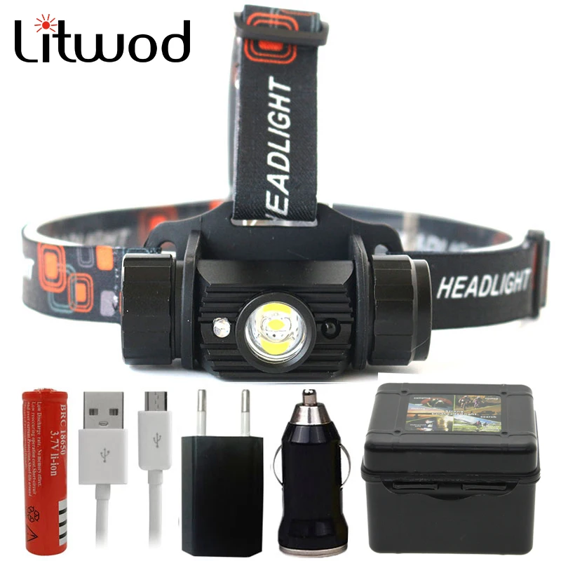 Z209011 Litwod Мини ИК-датчик индукционный Usb Перезаряжаемый фонарь налобный Головной