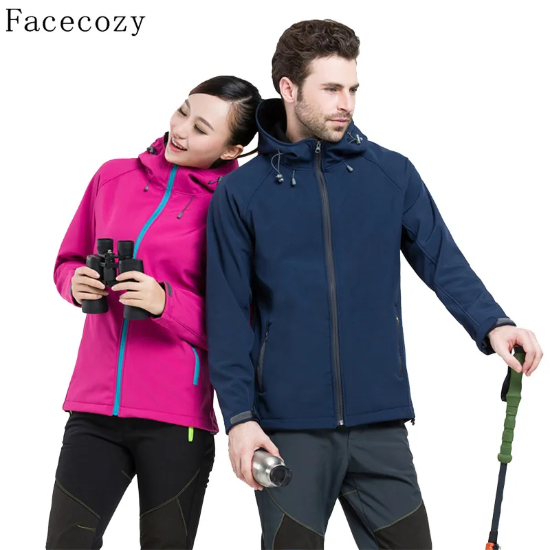 Женская и мужская куртка с капюшоном Facecozy ветрозащитная флисовая для походов