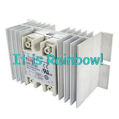

Free Shipping Single Phase Solid State Relay SSR-25DA 3-32V DC 24-380V AC w Aluminum heat sink