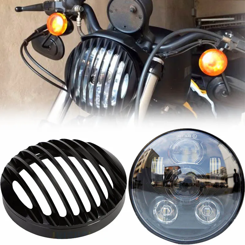 

5 3/4" New Black Aluminum motorcycle Headlight / Grill Cover for 2004-2014 Harley Sportster XL 883 1200