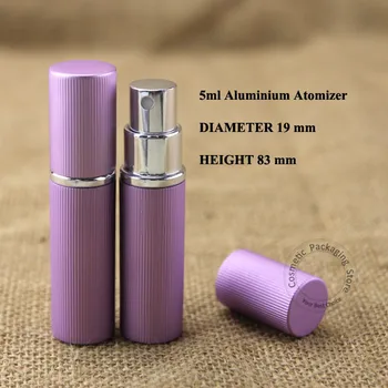 

Promotion 5pcs/lot 5ml Purple Perfume Bottle Aluminium+Glass Atomizer Pot Women 1/6OZ Cosmetic Small Spray Min Lliquid Container