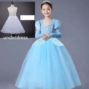 Платье принцессы Золушки для девочек; вычурная юбка; Детский карнавальный костюм на Хэллоуин; одежда для рождественской вечеринки; подарок на день рождения для детей - Цвет: dress set