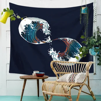 

Wave Illustration Illustration Tapestry Mandala Printed Wall Hanging Tapestries Boho Wall Carpet Blanket Table Cloth Yoga Mat