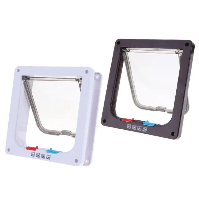Pet Door Controllable Access Openings 4-Way Locking Indoor Outdoor Pet Gate Kit Dog Door Flap Wall Mount Pet Door For Pets Safe