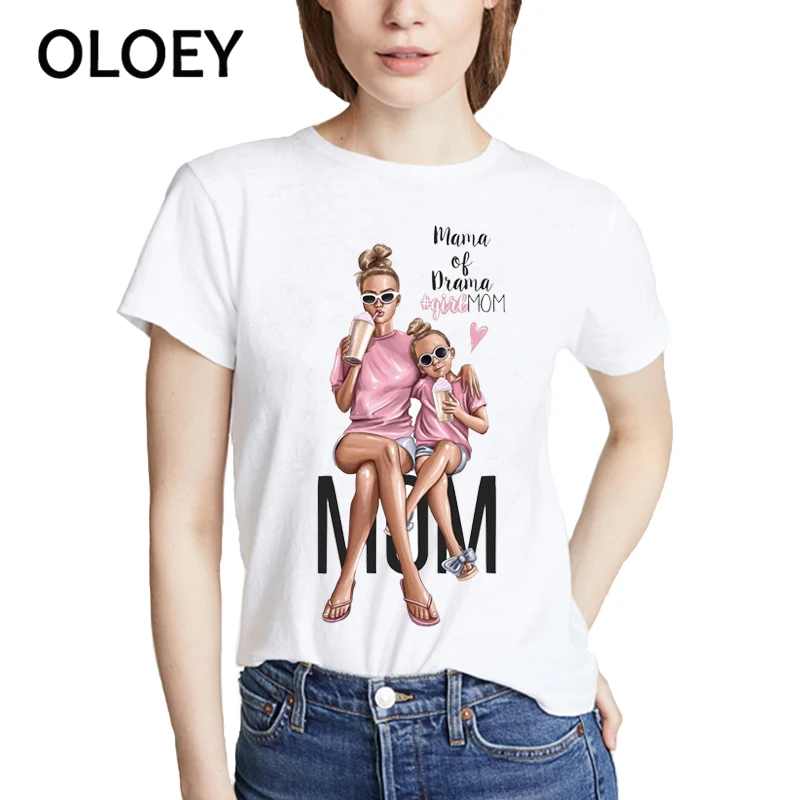 

Mother's Love T-shirts for Women Mom and Duaghter White T-shirt Summer Short Sleeve Female T-shirts Top 2019 Vogue T Shirt