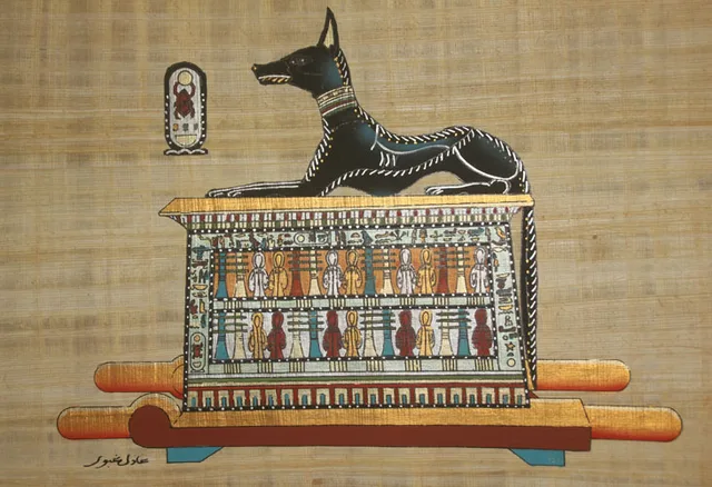 Egyptian Wall Decor wall art home decor egyptian papyrus "reclining anubis" hand Egyptian Wall Decor wall art home decor egyptian papyrus "reclining anubis" hand