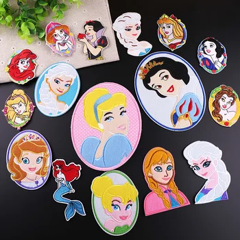 

Cartoon Gilrs Princess Embroidered Patches Cloth Sticker Hot Heat Transfer DIY Iron Sew On Clothing Bag Shoes