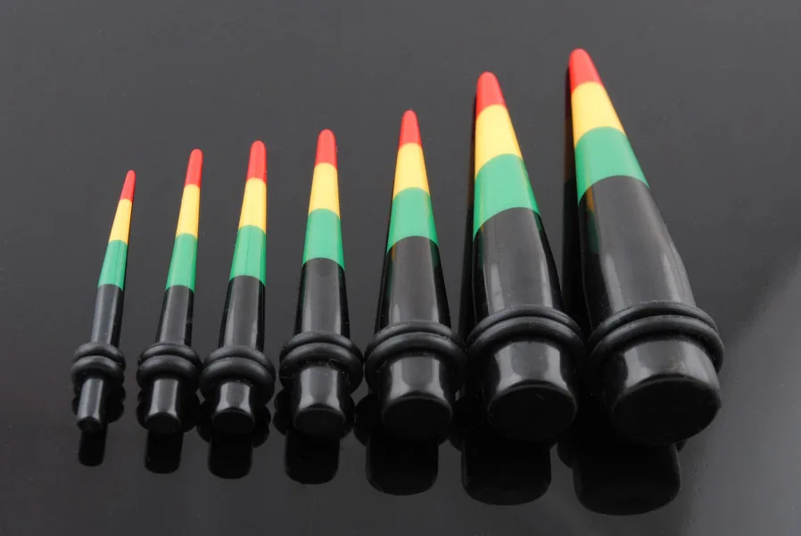 Rasta Print Earring Tapers Body Jewelry 3mm 12mm Free Shippingbody