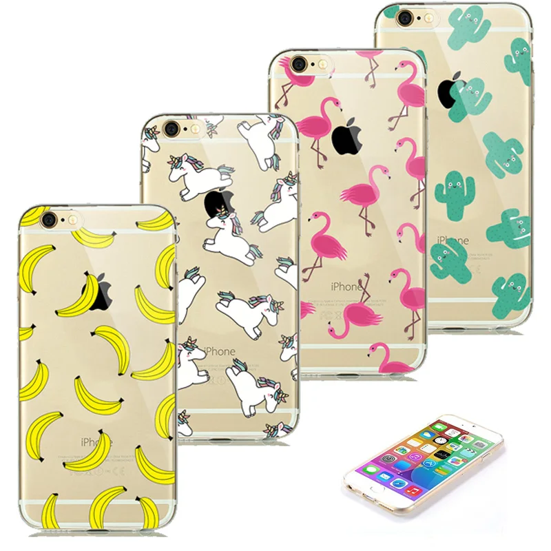 

Cute Soft Silicone Unicorn Case for funda iPhone Se 5S 6s 7 8 Plus Flamingo mobile phone Cover for Capinha iPhone6 iphone7 Coque