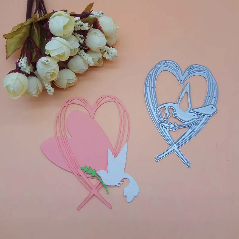 

Peaceful Peace DOVE Bird Heart with OLive 2018 New Cutting Dies Die Scrapbooking Dies Metal Stamps and die for Card Making DIY