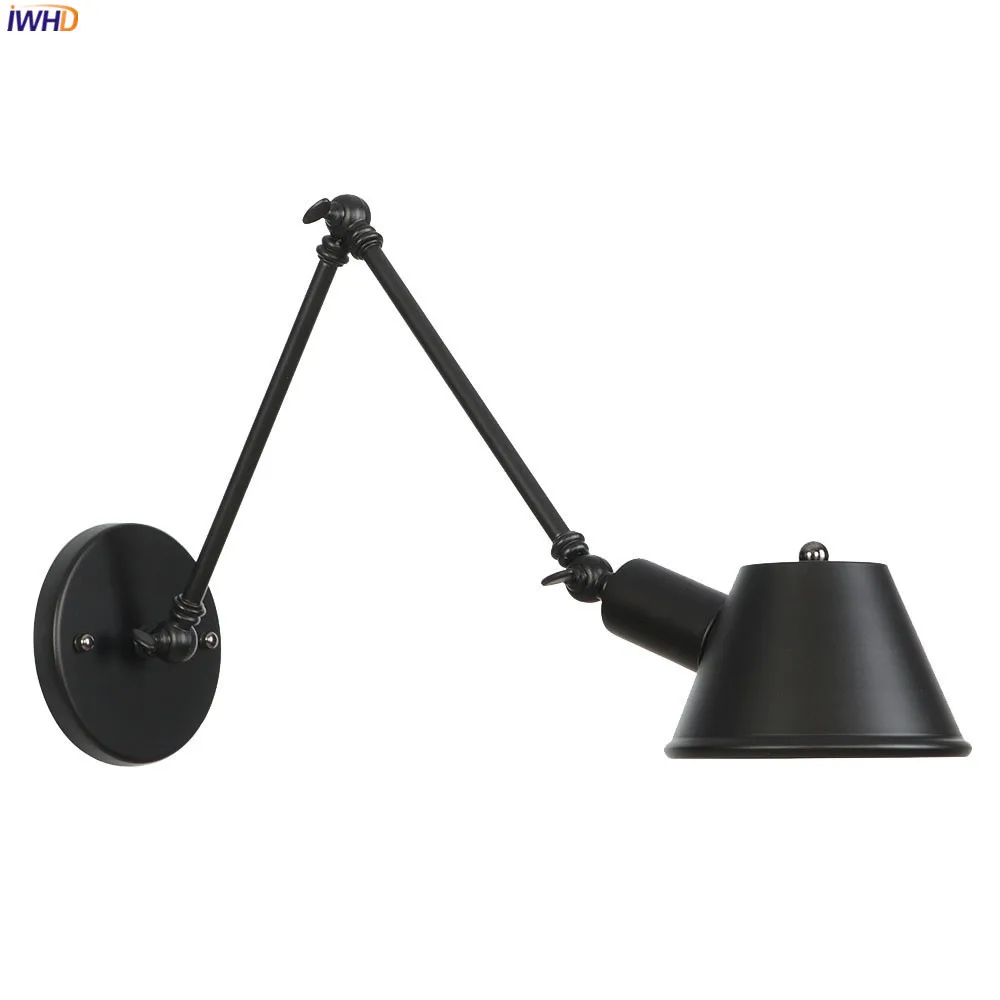  IWHD Black Iron Industrial LED Wall Light Fixtures Bedroom Bathroom Mirror Loft Style Vintage Wall  - 32995600647