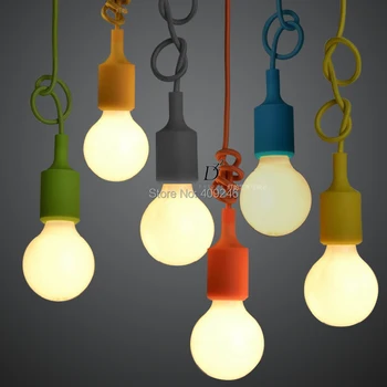 

Rubber Rainbow Modern Silica Gel Holder Pengdant Lamp DIY Colourful Cord Pendant Base Light Home Room Decor