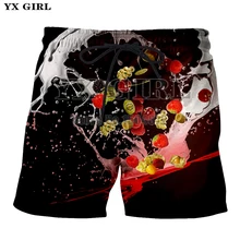 Летние мужские повседневные шорты с фруктовым принтом 3d принт оранжевый клубника крутые пляжные шорты мужские свободные брюки с Кулиской