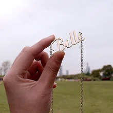 Персонализированные пользовательские имя кулон ожерелье из нержавеющей стали настроены курсивные таблички ожерелье женщины подарок на день рождения ручной работы