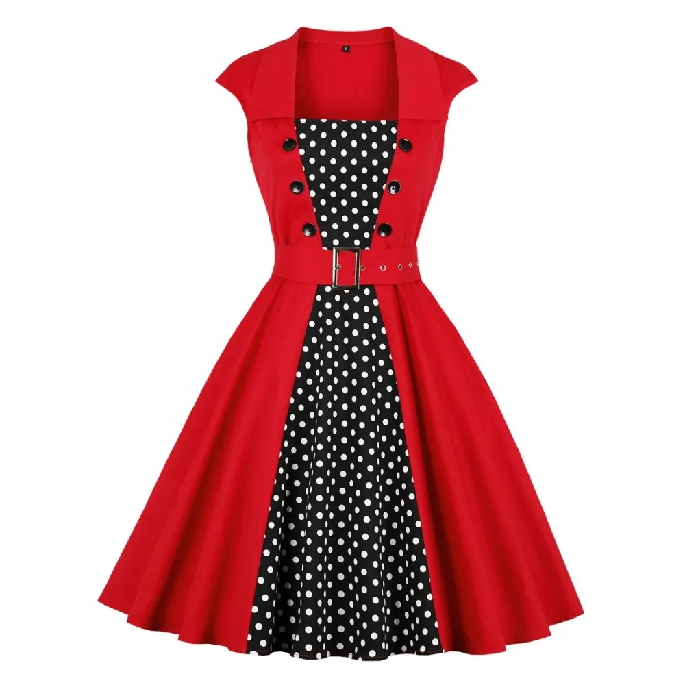 

Women Robe Pin Up Dress Retro 2019 Cotton Vintage 50s 60s Rockabilly Dot Swing Summer Female Dresses Elegant Tunic Vestidos