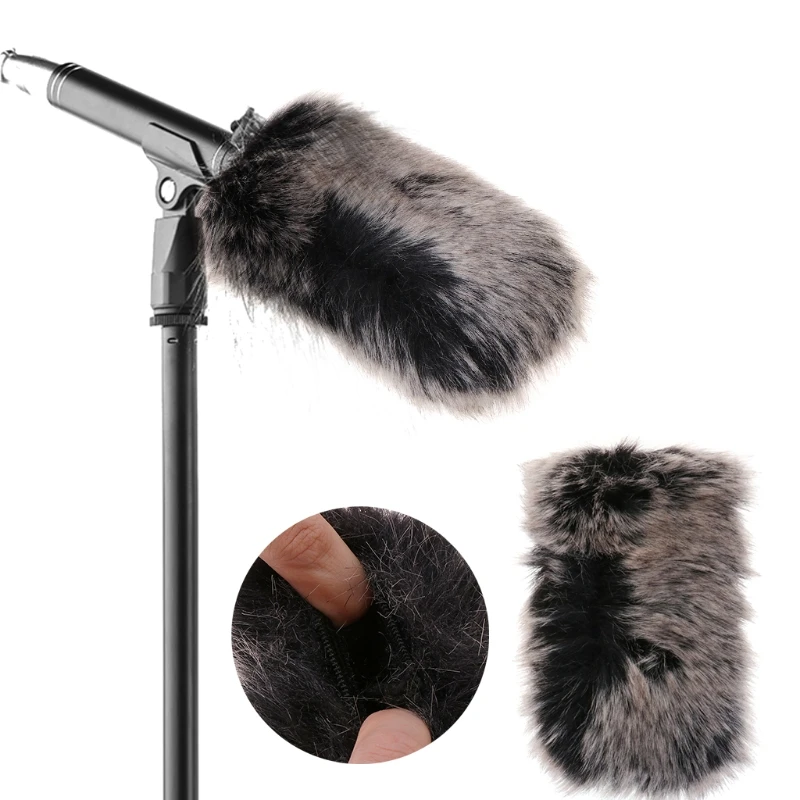 QAIXAG Outdoor Stereo Microphone Furry Windscreen Windproof Cover For