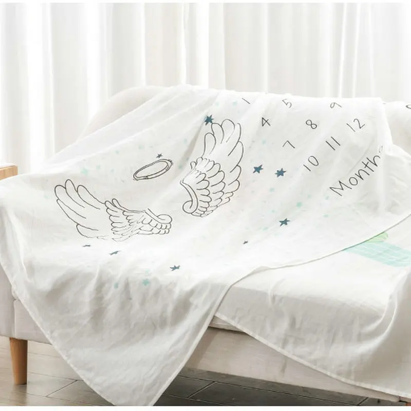 Baby Blanket Newborn Swaddle Stroller Bedding Wrap Photo Background Monthly Growth Milestone Number Photography Props Outfits (4)