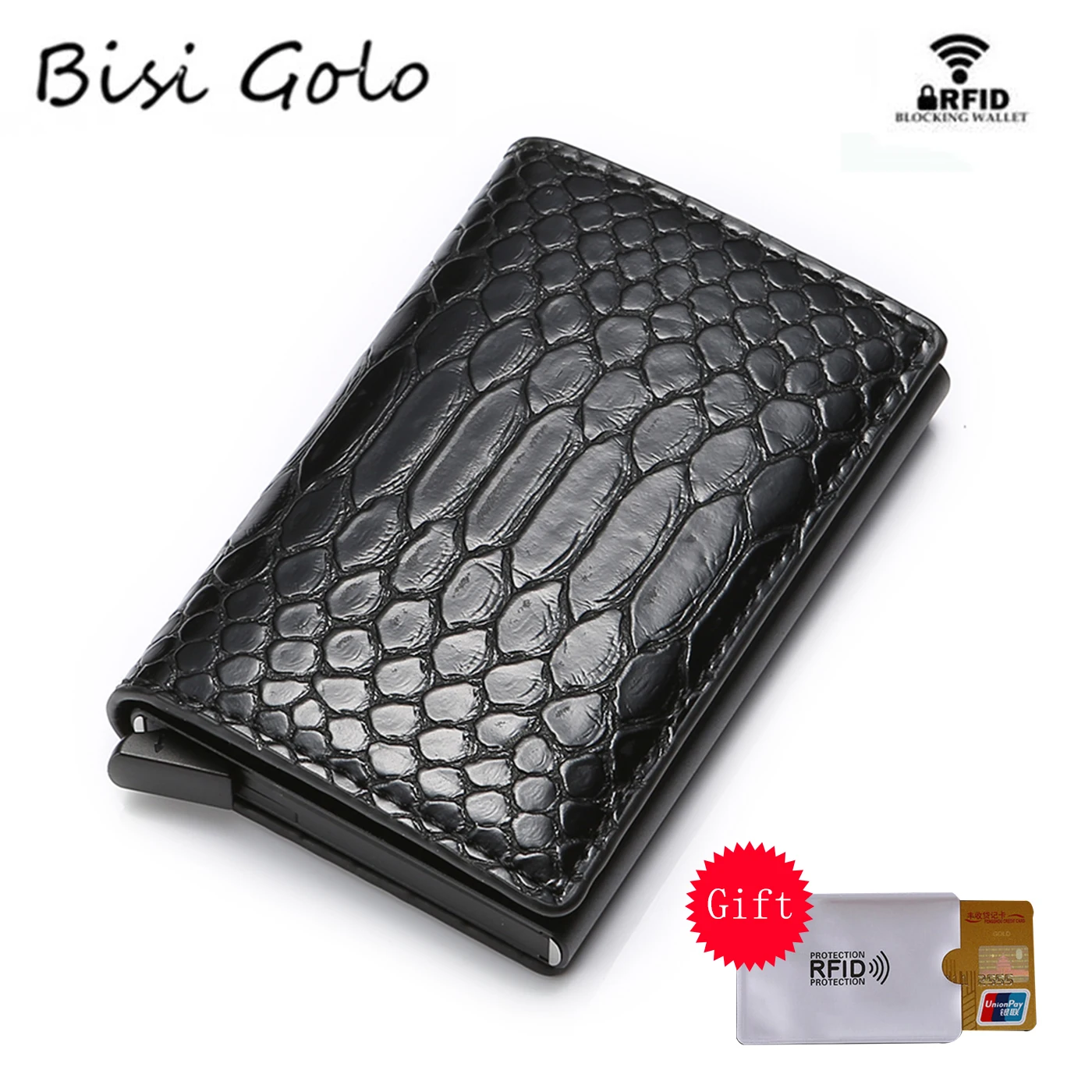 

BISI GORO New RFID ID Card Holder PU Leather High Quality Suitcase Card Wallet Aluminum Box Slim Mini Business Card Holder Card