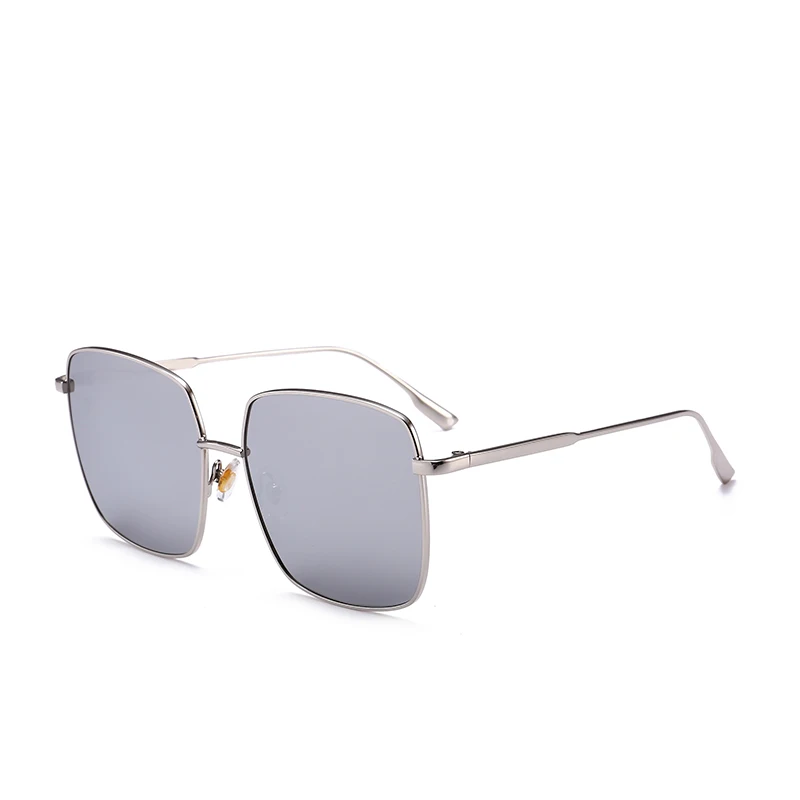 Новые брендовые дизайнерские металлические мужские солнцезащитные очки больших размеров, модные роскошные квадратные солнцезащитные очки для женщин с зеркальными линзами Oculos De Sol - Цвет линз: Silver