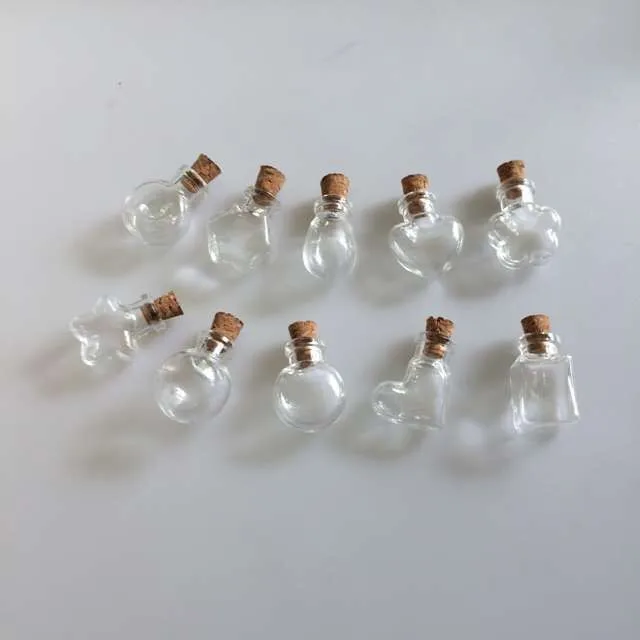 Mini Glass Bottles Pendants Small Wishing Bottles With Cork Arts Jas For Necklace Pendants Christmas Gifts Vial 2